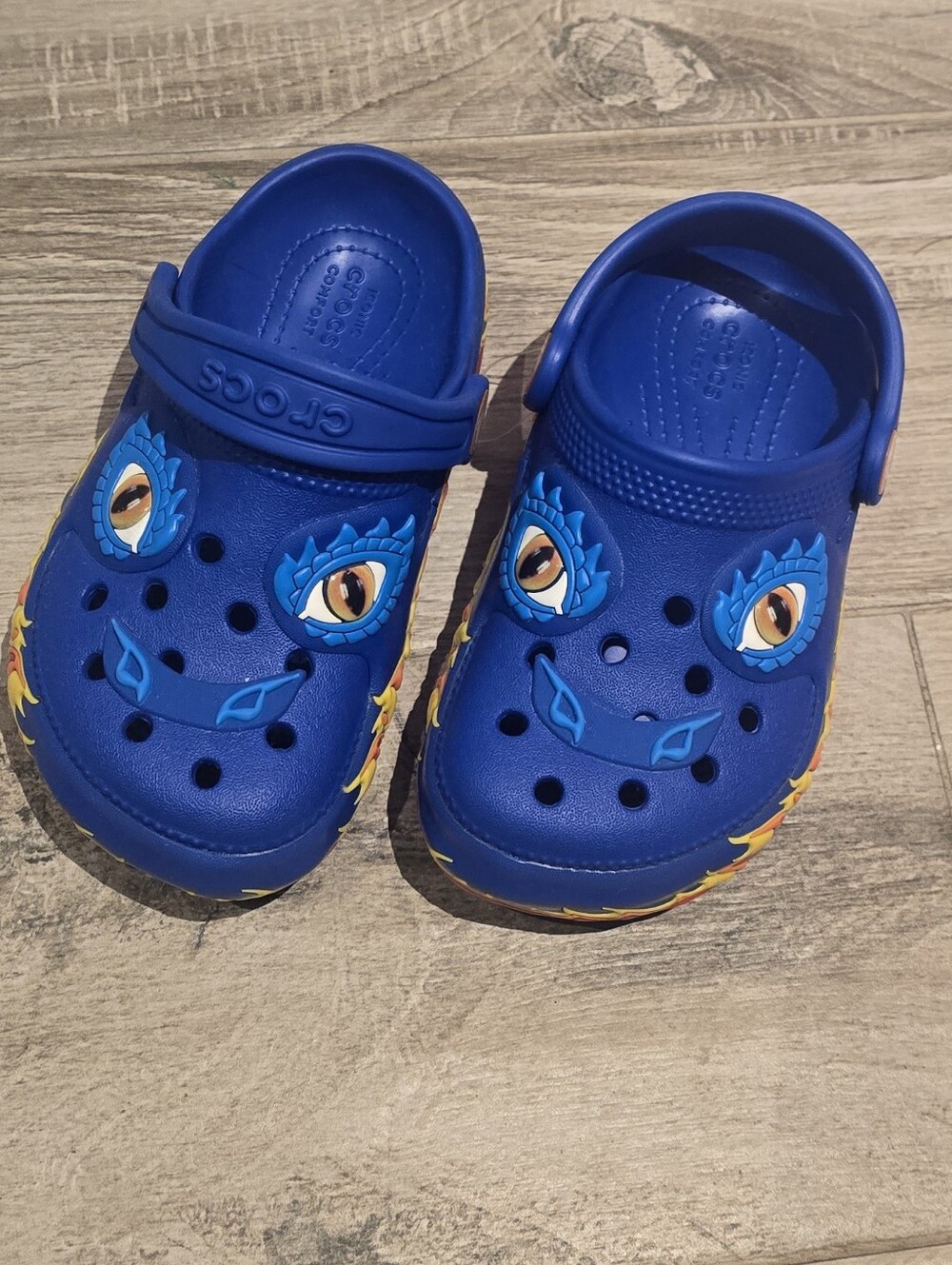 CROCS Kids' Blue Monster/Dragon  Clogs- Light Up